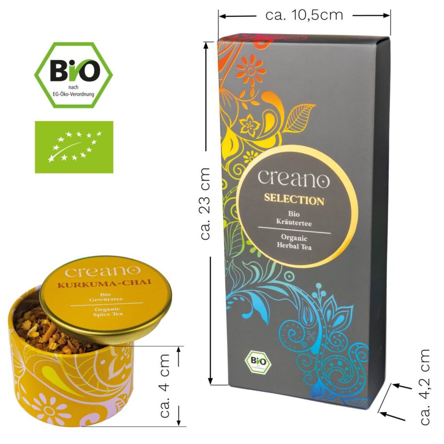 3er Dose Grobschnitt BIO Kräutertee “Spicy” Tee-Mix Creano (Kurkuma Chai, Hot-Ingwer, Sweet Red Chai)  * – Bild 6