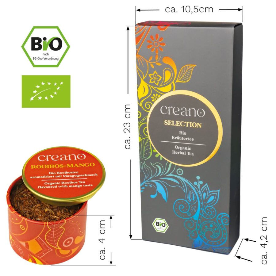 3er Dose Grobschnitt BIO Kräutertee “Kräuter-Mix“ Creano (Fruchtige Kamille, Süße 3-Minze, Rooibos-Mango)  * – Bild 7