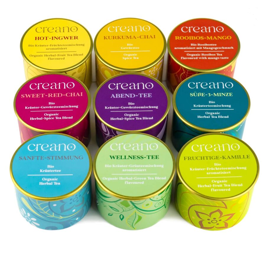 3er Dose Grobschnitt BIO Kräutertee “Kräuter-Mix“ Creano (Fruchtige Kamille, Süße 3-Minze, Rooibos-Mango)  * – Bild 5